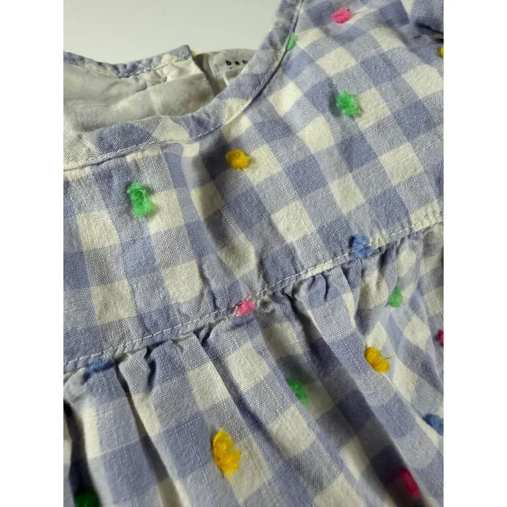 Gap Gingham Embroidered Swiss Dot Flutter Sleeve Top Size 3 Years